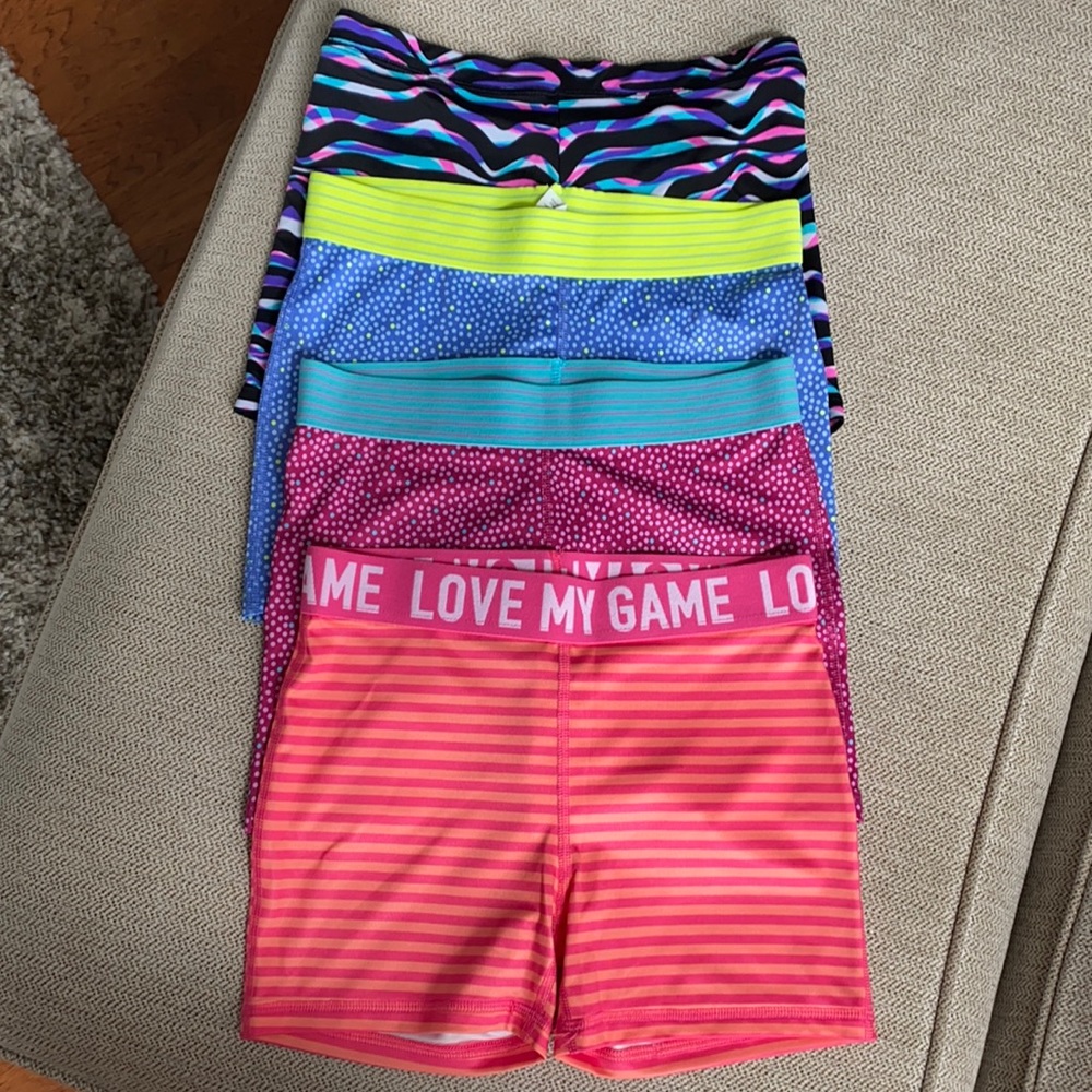 Girls’ spandex shorts - lot of 4